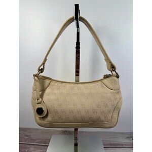 Dooney & Bourke handbag Beige Shoulder bagLeather & Signature Logo Fabric Hobo